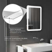 HOMCOM Espejo de Baño con Luces LED 50x70 cm Espejo de Pared Antivaho con 3 Temperaturas de Color Regulable y Función de Memoria Horizontal y Vertical - details 6