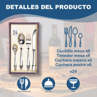 WAI 2 MARKET - Juego de Cubiertos 24 Piezas de Acero Inoxidable 18/0 Plateado, Incluye 6 Cuchillos, 6 Tenedores, 6 Cucharas, 6 Cucharitas - Set Completo para 6 Personas, Ideal para Familia, Reuniones Festivas y Uso Diario, Alta Durabilidad y Elegancia - details 1