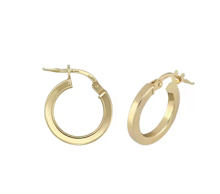 Aretes de Aro Clásicos, 14 mm, Dorados, Acero Inoxidable, 2 mm de Grosor, Ref: CHP119CRIP2X10F - 1