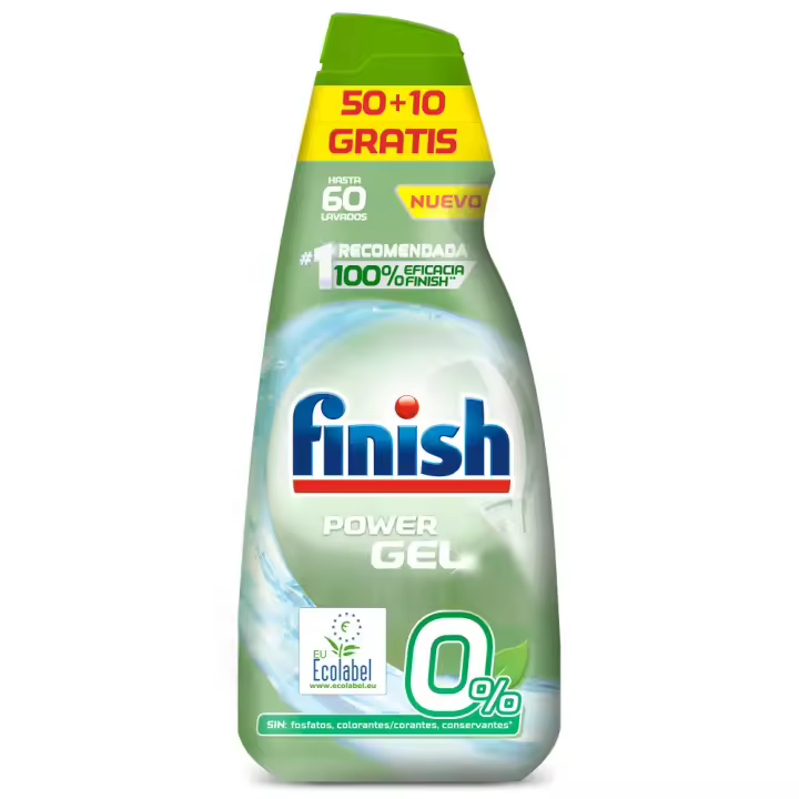 Finish Power GEL 0% Lavavajillas con Certificado Ecológico, in Fosfatos, Perfumes ni Conservantes, Producto Sostenible, Respetuoso Medio Ambiente - 1