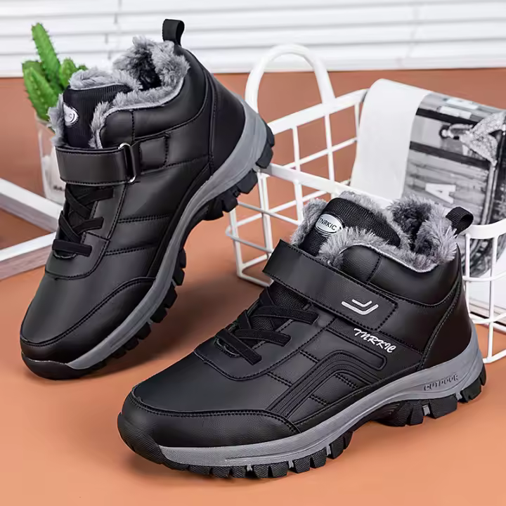 Botas De Invierno Impermeables Para Hombre Botas De Nieve Calcas Altos No Slip Casuales Con Suela De Goma Tapicería Plush Talla True - 1