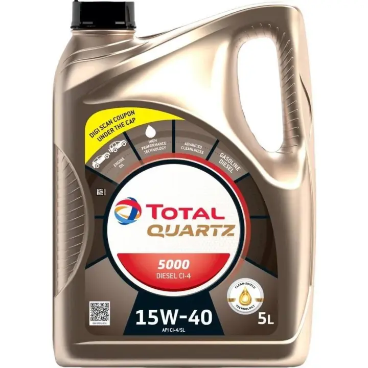 Total Quartz 5000 15 W-40 Multigrade Diesel Aceite de Motor, 5 L - 1
