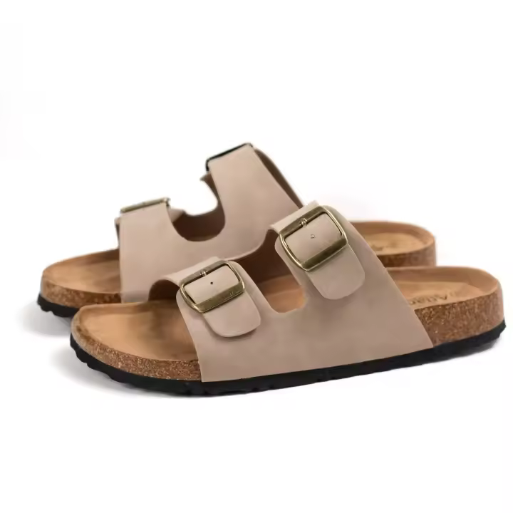 Sandalias de hombre con doble hebilla en polipiel y suela de corcho Chanclas planas cómodas plantilla acolchada Paloma Wang - 1