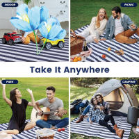 Manta De Picnic Extra Grande 80"x 80" Impermeable Y Plegable Para 8 Adultos Ideal Para Playa Camping Parque Hierba Interiores - details 2