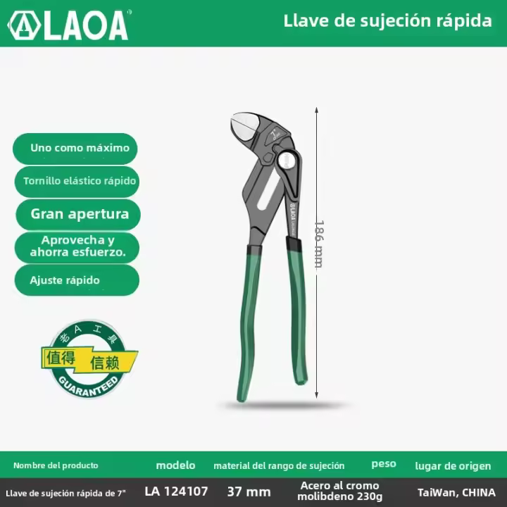Llave De Muñeca Ajustable LAOA Tipo Abrazadera Multiusos Con Boca Paralela 7" 10" Herramienta Manual Para El Hogar Material De Acero Crômio-molibdeno - 1