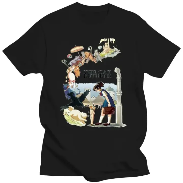 Camiseta De Gato Cartoon the Cat Returns V1 Neko No Ongaeshi En Blanco Talla S-5Xl Regalo Único Camiseta Casual Para Hombres - 1