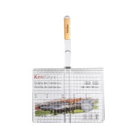 UD - Rejilla para Barbacoa de Acero Inoxidable con Mango de Madera – Estilo normal 22-40x31-40CM – Parrilla Antiadherente para todo– Kmt Style - details 2
