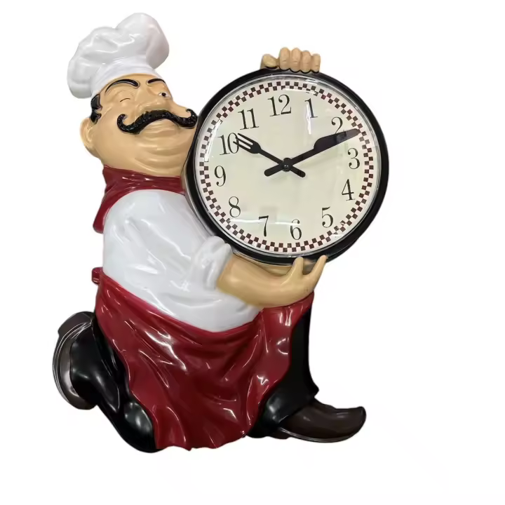 DECORLIFE  Reloj de Pared de Chef, decoración Colgante de Pared, Adorno Creativo Moderno, Reloj de Mesa para Comedor, Bar, Cocina, panadería, decoración del - 1