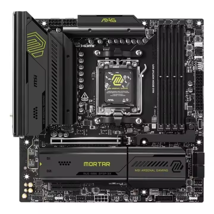 MSI - Placa Base MAG B850M MORTAR 911-7E61-001 para procesadores AMD Ryzen 7000/8000/9000 AM5, DDR5 hasta 256 GB, PCIe 5.0 y 3 ranuras M.2, Wi-Fi 7 y Ethernet 5G - 1
