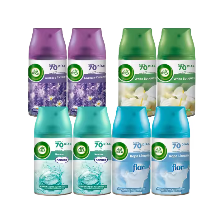 8 AIR WICK Ambientador automático Freshmatic recambio - 8 unidades 250 ml surtidas - 1