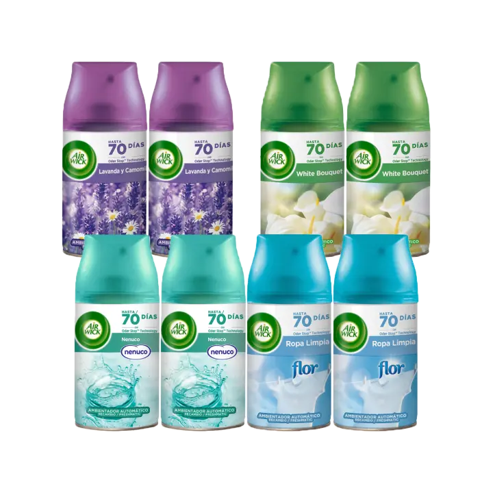 8 AIR WICK Ambientador automático Freshmatic recambio - 8 unidades 250 ml surtidas - 1