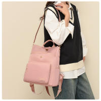 Bolso de mujer, nueva mochila con textura de cuero suave, estilo coreano, mochila escolar retro de moda, bolso de viaje de tendencia de color sólido simple - details 9