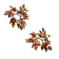 Corona De Vela De Hojas De Arce Para Puerta Delantero Adorno De Navidad Para Fiesta De Acción De Gracias Y Hogar Decoración De Otoño - details 0