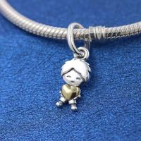 Encanto Original De Plata De Ley 925 Romance Chico Y Niña Sosteniendo Amor Pulsera Ajustable Joyería DIY Regalo Elegante Para Parejas - details 3