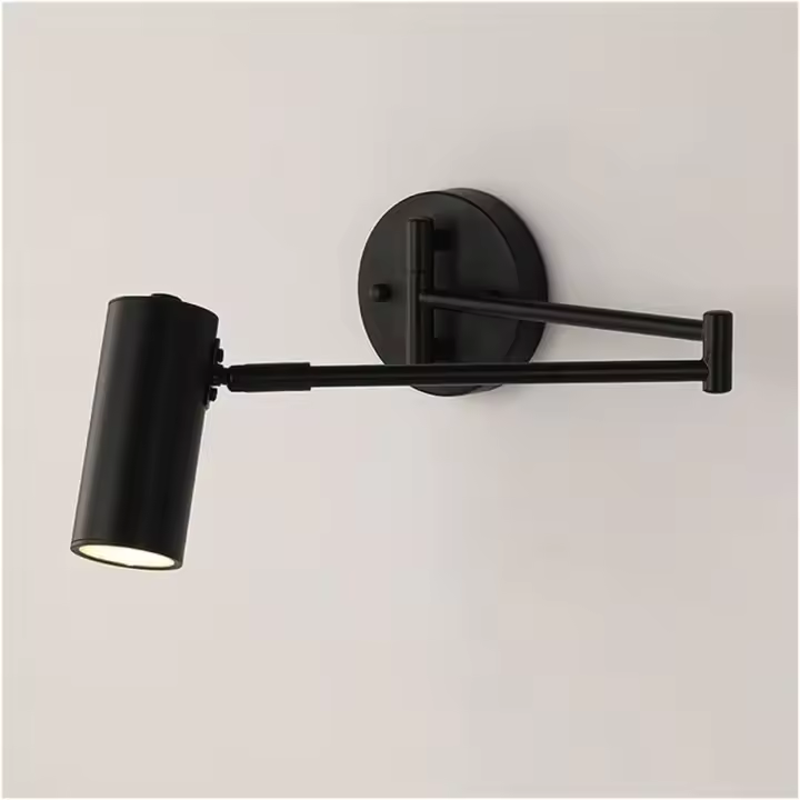SOMY Lámpara de noche para interiores, lámpara de pared, aplique de pared ajustable con brazo oscilante minimalista con acabado cepillado, iluminación LED regulable para dormitorio, pasillo, sala de estar, lámpara de banco de trabajo - 1