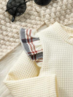 Conjunto De Otoño Para Bebé Niña Con Romper De Manga Larga Y Estampado De Cuadros Y Falda A-Linea Conjunto De Moda Para Calle + Gorro 3 Piezas - details 4