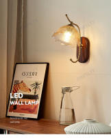 Lámpara De Pared Minimalista Nórdica Luz De Dormitorio Lámpara Retro Estadounidense Para Sala De Estar Pasillo Material De Madera Sólida Y Vidrio Transparente - details 0