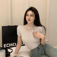Top De Punto Para Mujer Con Cuello Medio Y Manga Corta Estilo Casual Con Brillantes Polyester Stretch Medio Para Todas Las Estaciones - details 10