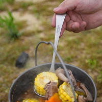 Cuchara De Titanio Puro Tomshoo Con Gran Cuenco Para Sopa Miel Arroz Kit De Cocina Para Cocina Al Aire Libre Camping Hogar Utensilios De Cocina - details 7