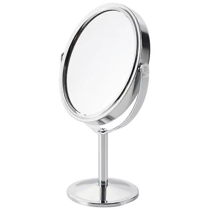 Chrome Finish Tabletop Mirror, 360 Degree Rotation Swivel Design For Modern Style Bathroom Vanity Mirror - 1