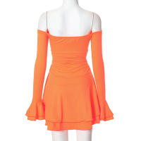 Vestido De Mujer De Color Sólido Primavera Ajustado Un Hombro Espalda Descubierta Manga Acolchada Slimming Temperamento Sexy - details 7