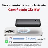 Cargador Portátil Magnético Slim 5000mAh con Carga Inalámbrica Rápida 15W, Power Bank con Pantalla LED y Diseño Compacto Antideslizante, Batería Externa Compatible con iPhone 15/15 Pro/15 Pro Max/14/13/12 Series, Color Negro - details 2