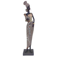 CAPRILO REGALOS & DECORACIÓN Figura Decorativa de Resina "Mujer Africana con Jarrón" . Adornos y Esculturas. Regalos Originales. Decoración Hogar. 7 x 5 x 33 cm - details 0