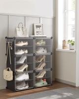 Zapatero Modular de Plástico con 6 Compartimentos y Puertas - Estantería de 30x40x30 cm por Cubo, Marco de Acero, Paneles de Plástico, Color Blanco - details 9