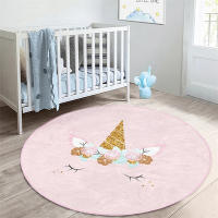Alfombra De Juego Con Diseño De Unicornio Para Niñas Alfombra Redonda Antideslizante Para Habitación De Niños Alfombra De Actividad Rosa Corona Alfombra De Juego Para Sala De Juegos - details 5