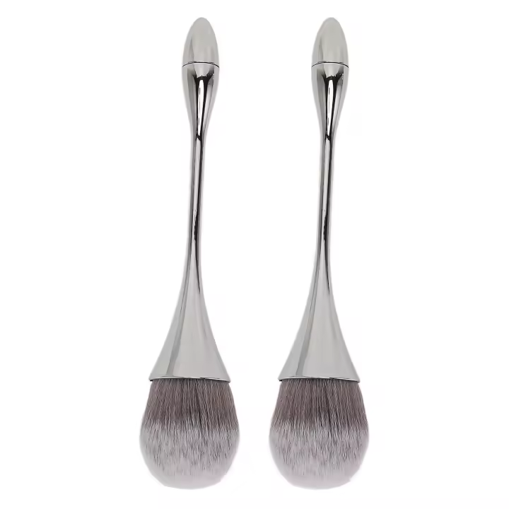 pinceles para polvos de manicura con cerdas suaves y mango ergonómico, multiusos, color plateado - 1