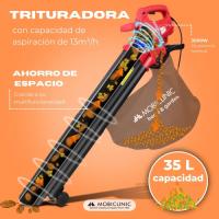 Soplador eléctrico de hojas Mobiclinic® 3000W 6 Velocidades Mobiclean 3 en 1 Ligera 35L Sopladora de hojas Velocidad de soplado 270 km/h para jardín 220V Asa de Hombro - details 2