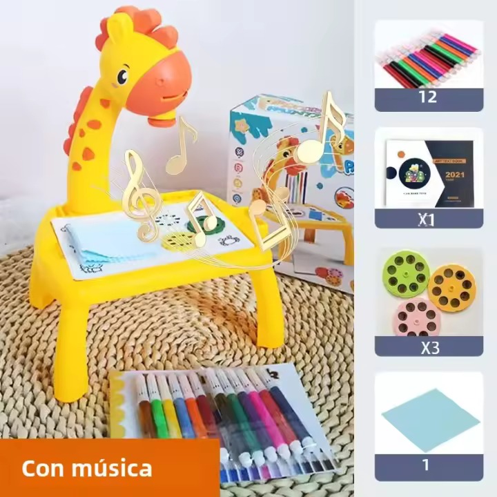 Mesa De Dibujo Con Proyector LED Para Niños Set De Pintura Juguete Educativo Herramientas De Aprendizaje Tablero De Dibujo Para Niños - 1