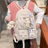 Mochila Kawaii De Japón Para Niñas De Escuela High School Con Múltiples Bolsillos Mochila Harajuku Para Mujeres De Nylon Resistente Color Negro Azul Blanco Rosa Morado - details 8