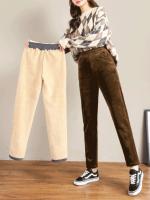 Pantalones Casuales De Cordón Para Mujer Gruesos Y Cálidos Leggings De Otoño E Invierno De Alta Cintura Estilo Harem Talla Alta Elasticidad Ajuste Regular Largo Hasta La Rodilla - details 5
