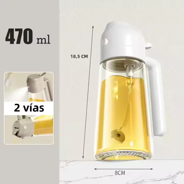 Botella De Aceite De Vidrio 470ml Dispensador De Spraying 2 En 1 Para Cocina BBQ Asado Picnic Herramientas - 1