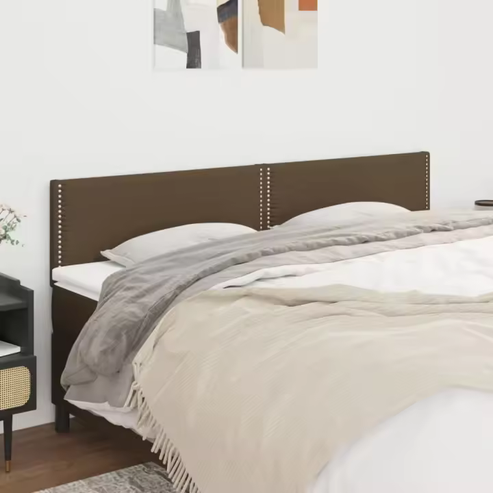 vidaXL Cabeceros 2 unidades de tela marrón oscuro 80x5x78/88 cm - 1