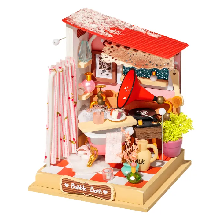DAM. Baño de burbujas (Baño). Casa de muñecas maqueta de madera para pintar y montar. 59 piezas. 7x7x9cm - 1