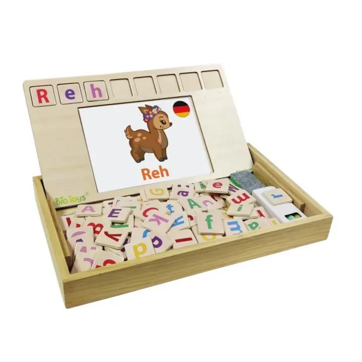 LEXIBOOK - Bio Toys Escuela de Palabras Bilingüe Inglés-Español - Juego de Madera - 1