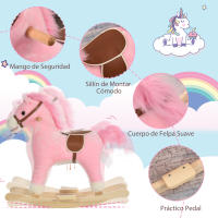 HOMCOM Caballo Balancín para Bebé Mayores de 36 Meses Juguete Balancín de Felpa Suave con Música Relinchos Sonidos de Galope Boca y Cola Móviles 65x32,5x61 cm - details 5