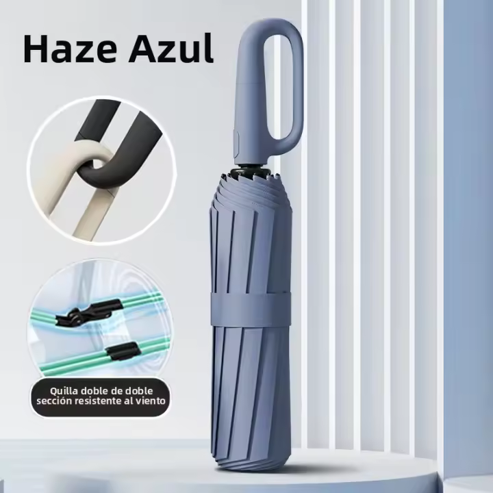 Paraguas Automático De Uso Dual Resistente Al Viento Y Al Agua Con Protección UV Tamaño Grande Reforzado Plegable Con Anillo Giratorio Doble Freno Para Adultos - 1