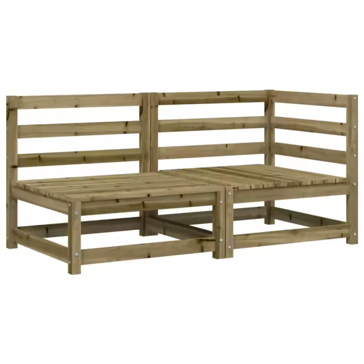 vidaXL Sofá de jardín de 2 plazas madera maciza de pino Pino natural, Pino blanco, Marrón pino Conjunto Terraza Muebles Jardín Exterior Juego de Muebles de jardín Mueble Jardín Exterior Muebles de Salon Exterior - 1