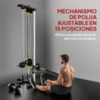 SPORTNOW Máquina Polea Alta y Baja de Pared, de Doble Polea Ajustable en 15 Posiciones, Máquina de Musculación, Multifunción Lat Pulldown para Entrenamiento de Fitness en Gimnasio, Casa - details 6