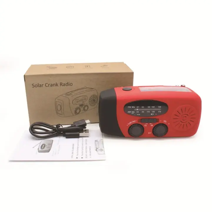 Radio De Meteorología Con Emergencia Solar Manivela De Acrílico FM/AM/NOAA Cargador De Teléfono USB Y Luz De Mano LED 2000mAh - 1