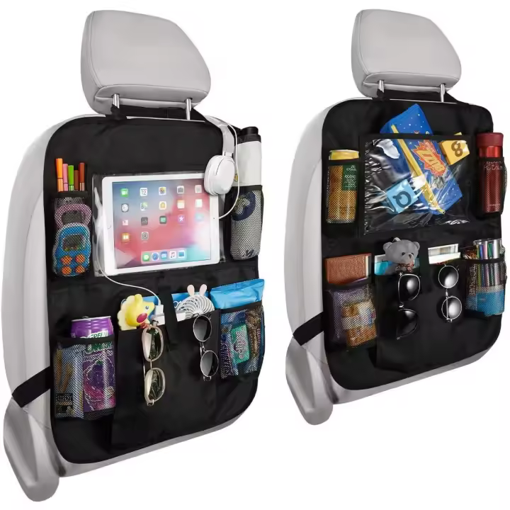 ZVD SOMY Pack Protector de asiento trasero de coche - Soporte transparente para guardar fácilmente juguetes/libros/botellas/No SY - 1