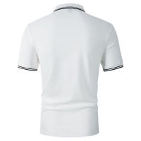Camisa Polo De Manga Corta Para Hombre 100% Poliéster Estilo Slim Fit Color Sólido Con Logo Moda Verano Transpirable Ropa Superior - details 5