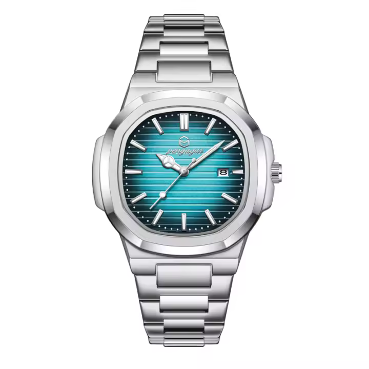 Reloj De Hombre PENGAGAR Lujo Militar Quadrado Impermeable Luminoso Con Fecha Y Día De La Semana Acero Inoxidable Reloj De Cuarzo Con Estuche - 1