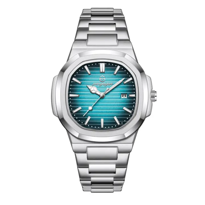 Reloj De Hombre PENGAGAR Lujo Militar Quadrado Impermeable Luminoso Con Fecha Y Día De La Semana Acero Inoxidable Reloj De Cuarzo Con Estuche - 1