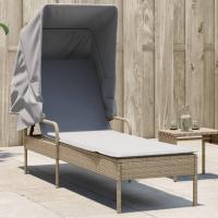 vidaXL Tumbona con capota ratán sintético beige en color beige y crema/Gris/Negro y más - details 5