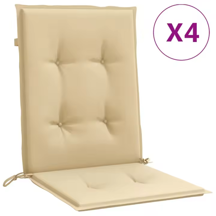 Fundas Silla respaldo Bajo 4 Ud Canvas beige melange 100x50x4 cm - 1