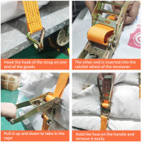 Cinta De Tensión Para Carga 5/6M Cinta De Amarre De Camión Gruesa Con Clip De Fijación Durable Para Transporte De Bricolaje - details 4